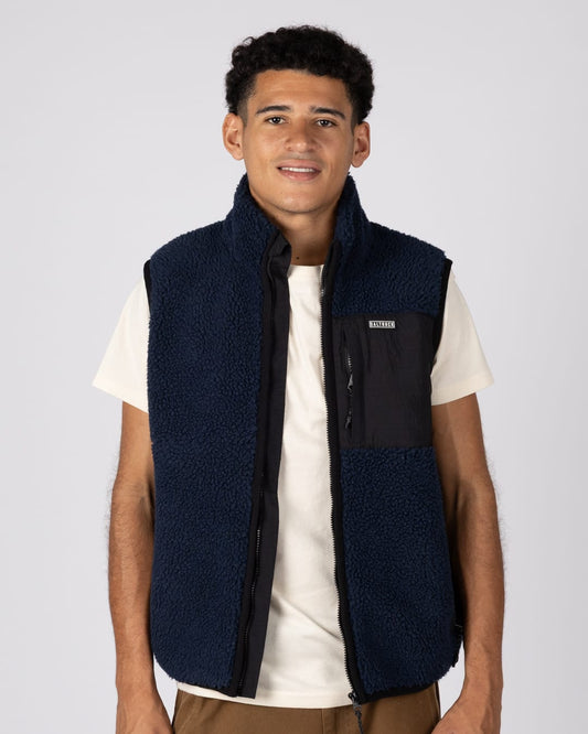 Rally Mens Fleece Gilet in Blue