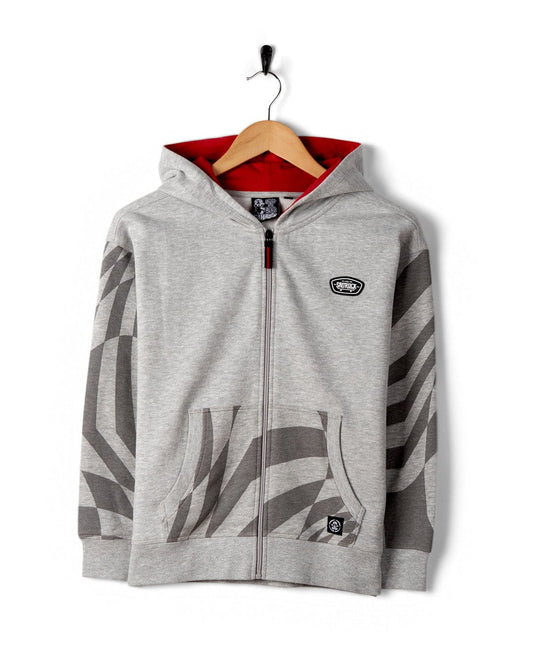 Gray Grip It - Kids Oversized Zip Hoodie - Grey Marl, displayed on a hanger against a white background. (Saltrock)