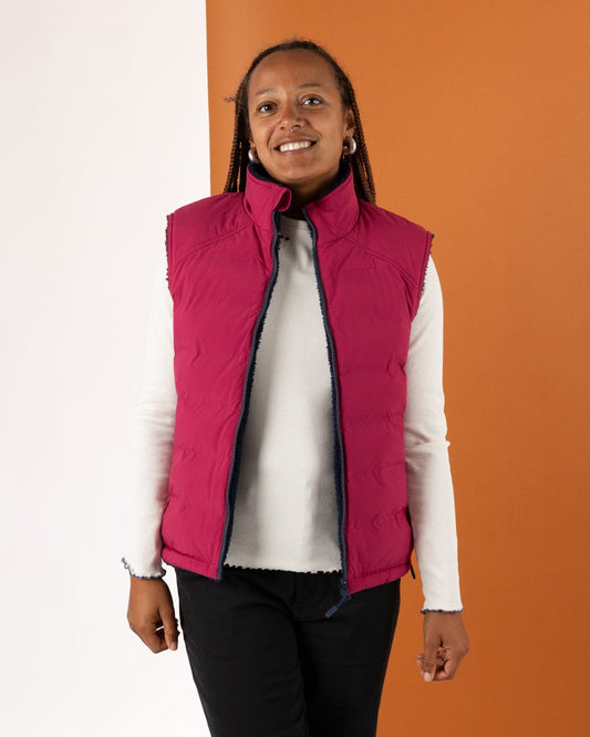 Astra Fleece - Womens Reversible Gilet - Blue/Pink