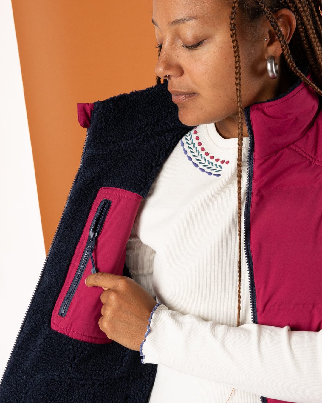 Astra Fleece - Womens Reversible Gilet - Blue/Pink