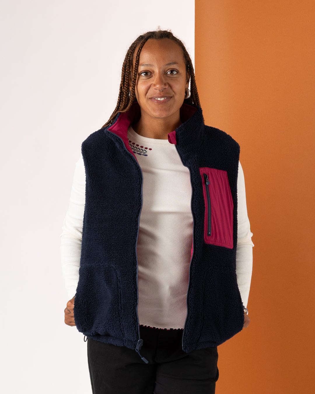 Astra Fleece - Womens Reversible Gilet - Blue/Pink