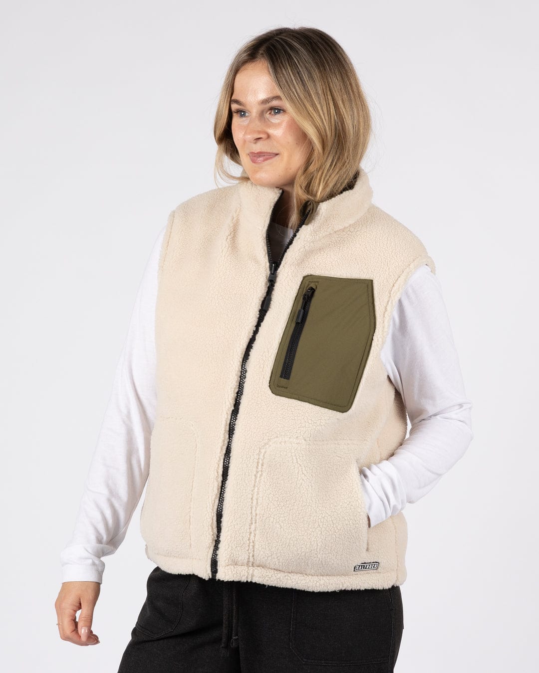 Astra Fleece - Womens Reversible Gilet - Green/Cream