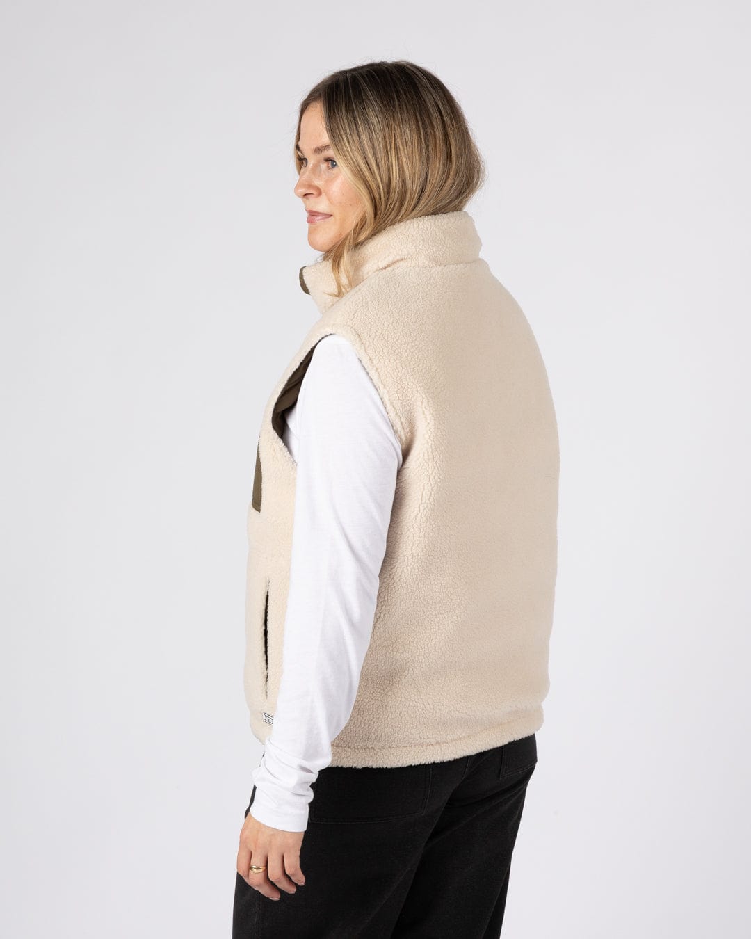 Astra Fleece - Womens Reversible Gilet - Green/Cream