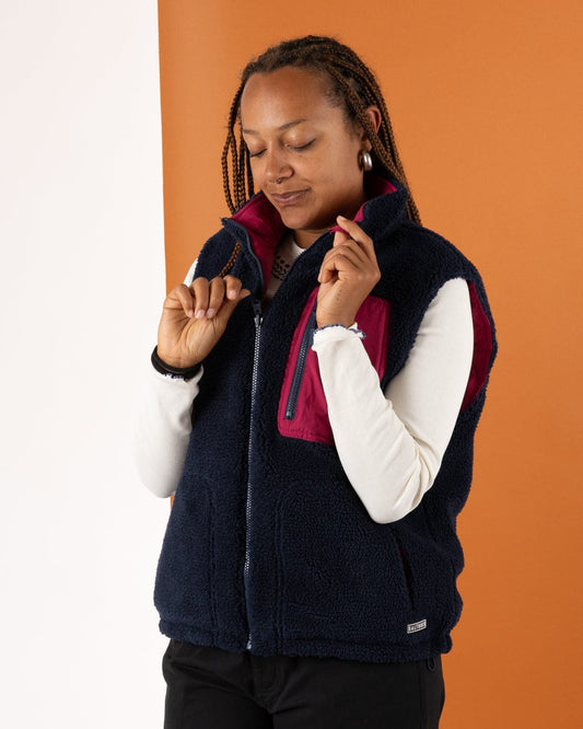 Astra Fleece - Womens Reversible Gilet - Blue/Pink