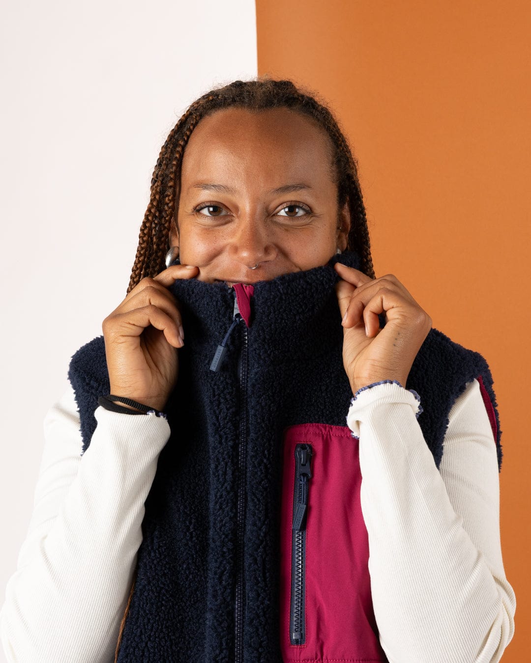 Astra Fleece - Womens Reversible Gilet - Blue/Pink