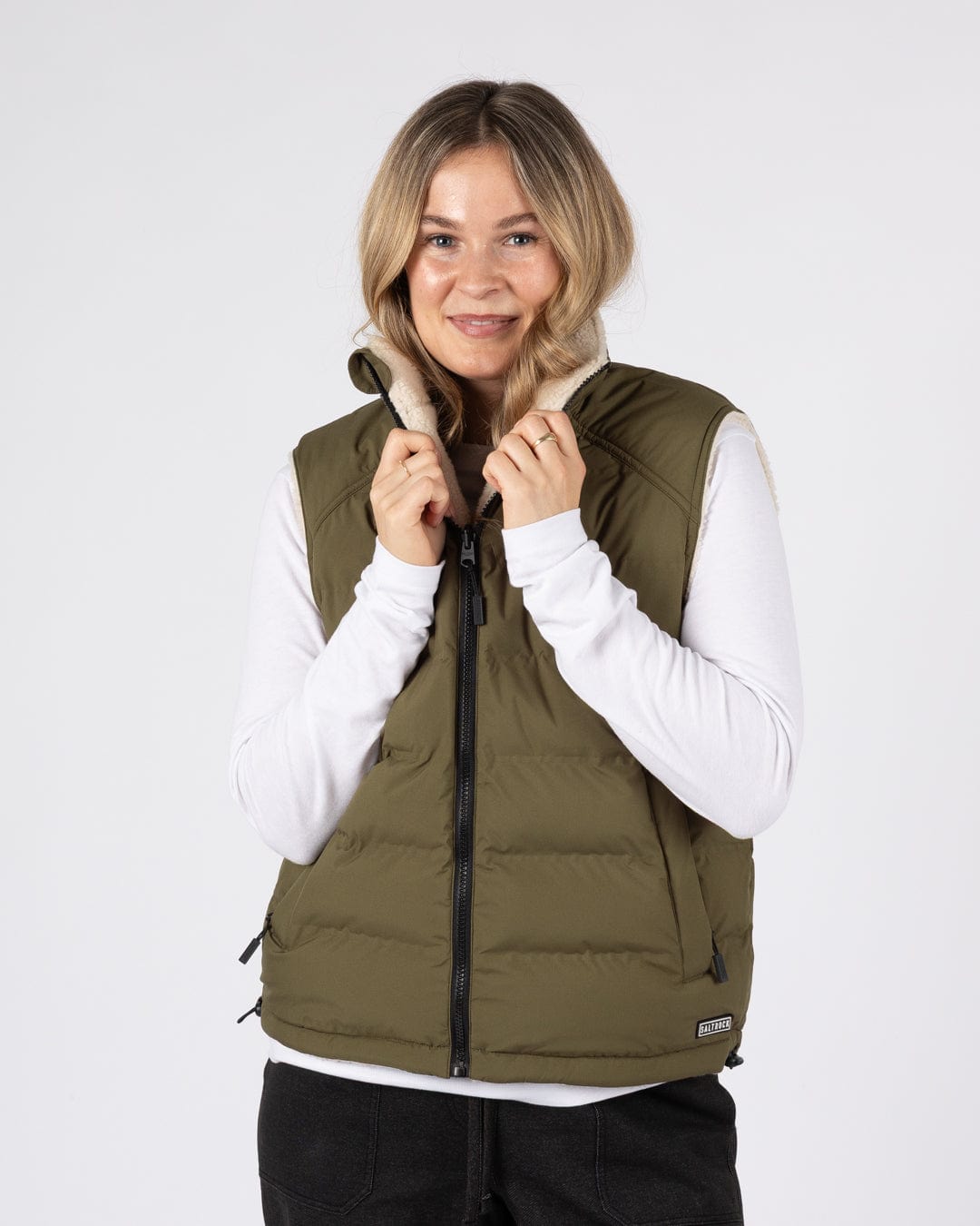 Astra Fleece - Womens Reversible Gilet - Green/Cream