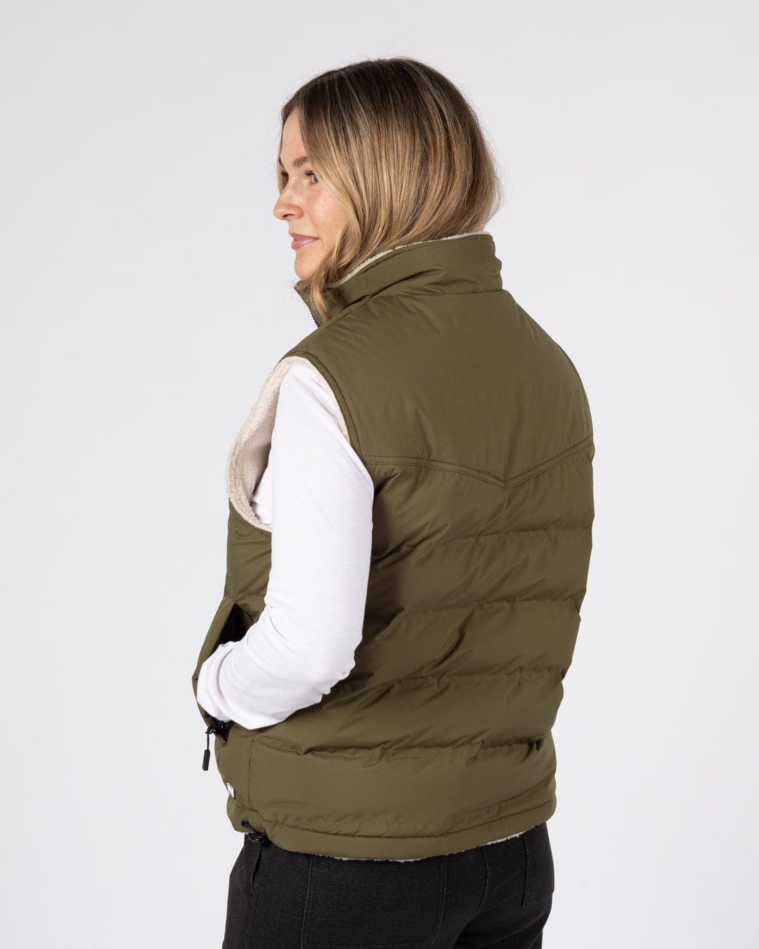 Astra Fleece - Womens Reversible Gilet - Green/Cream