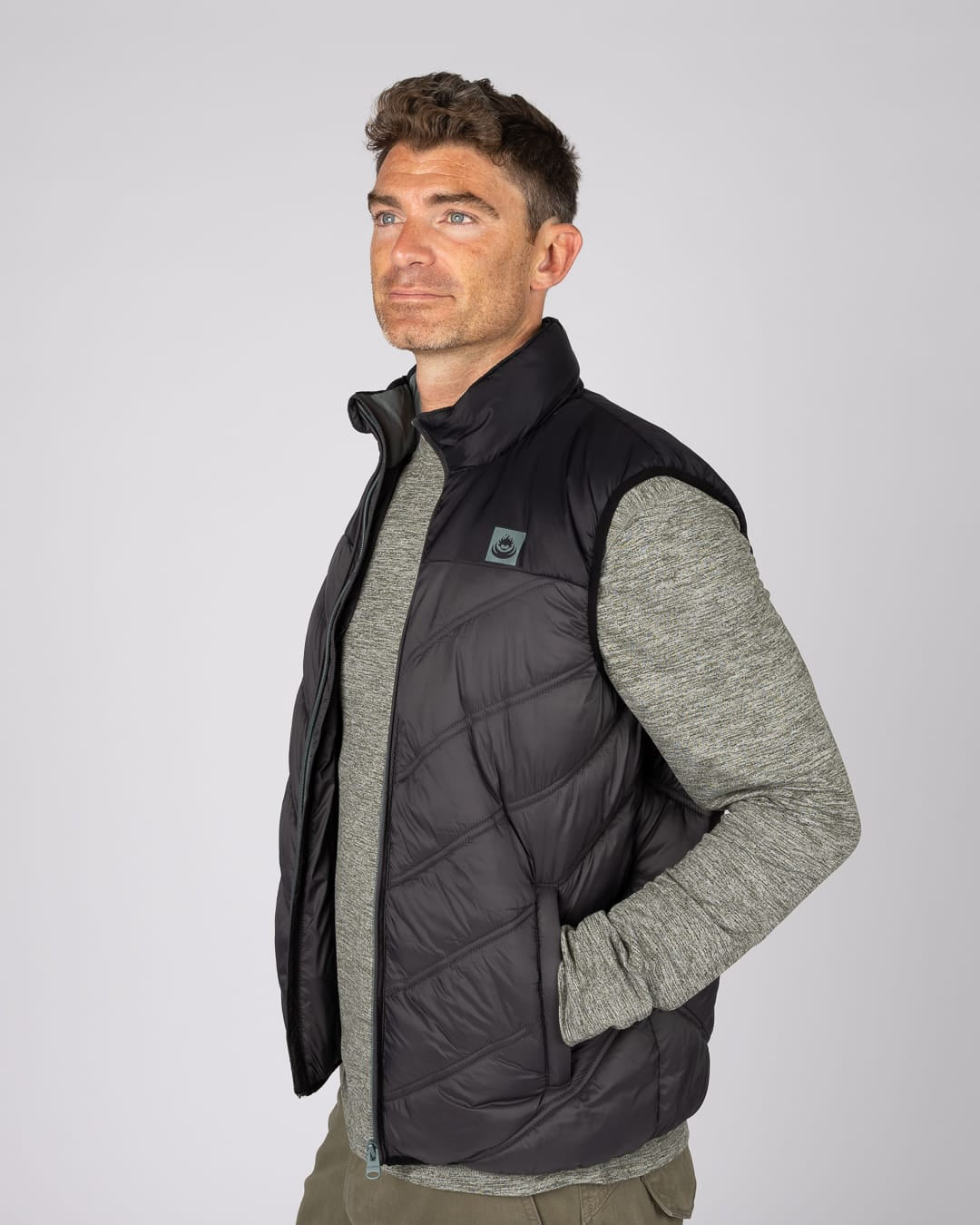 Racer Mens Water Resistant Gilet in Grey