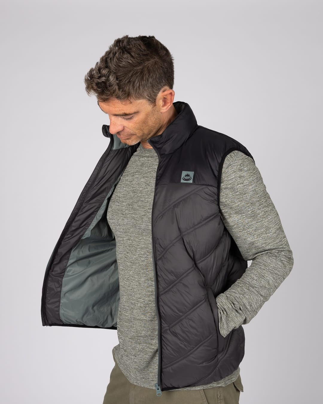 Racer Mens Water Resistant Gilet in Grey