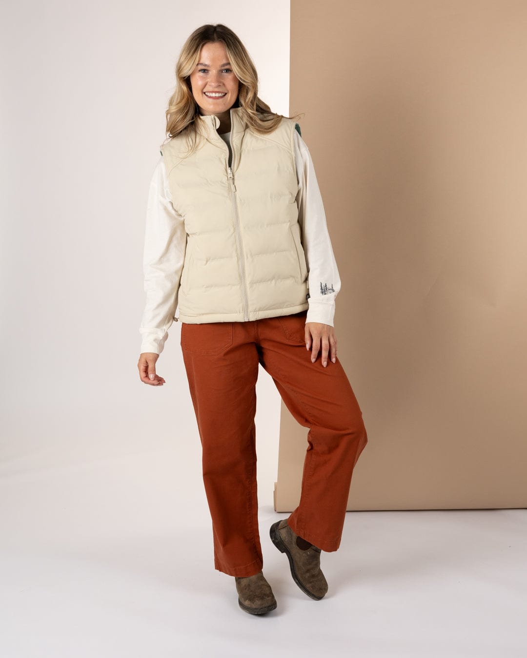 Myka -Womens Reversible Gilet - Blue/Cream