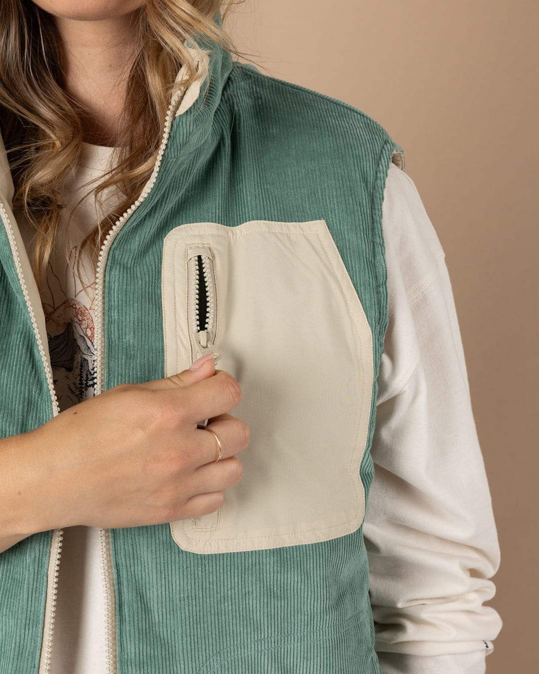 Myka -Womens Reversible Gilet - Blue/Cream