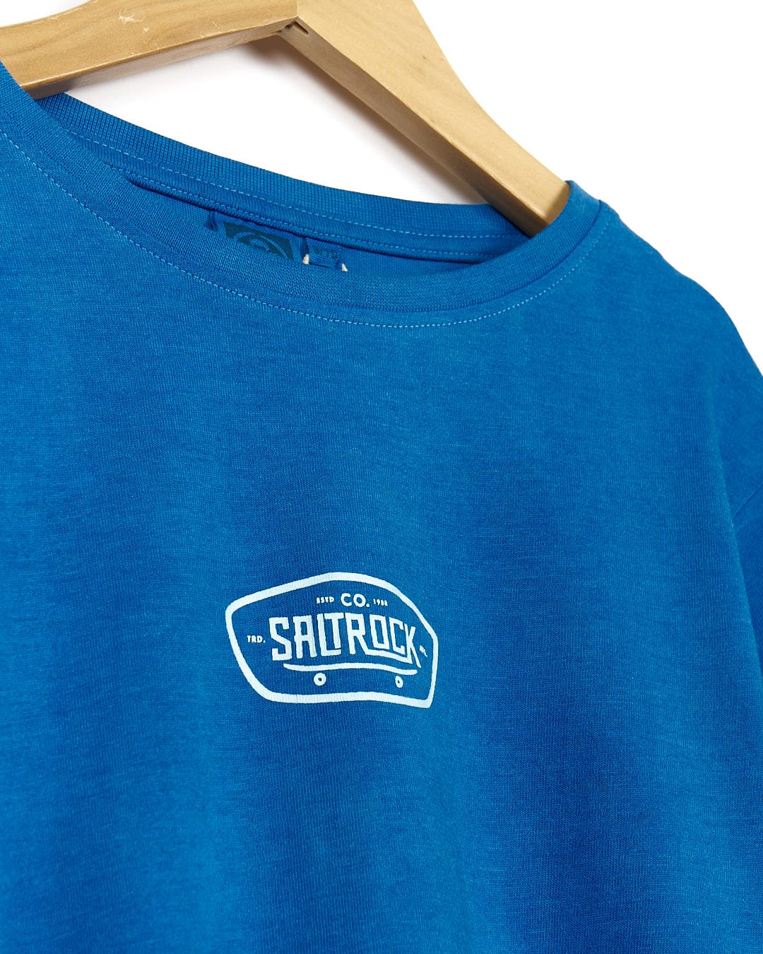 A Saltrock Hardskate - Kids Tie Dye Short Sleeve T-Shirt - Blue on a swinger.