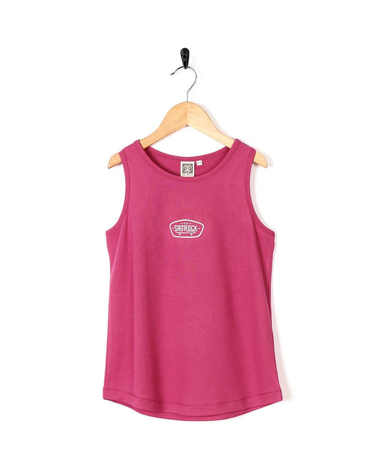 A Hardskate - Kids Vest - Dark Pink tank top with a white Saltrock logo on it.