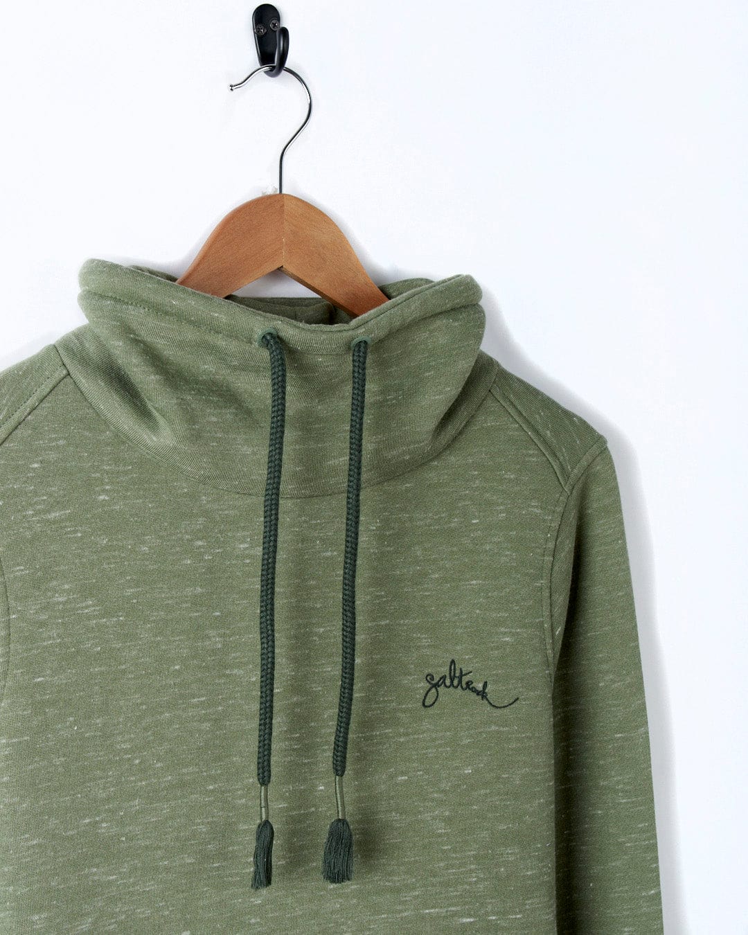 A Harper - Womens Longline Pop Sweat - Green sweatshirt with Saltrock branding embroidered on a swinger.
