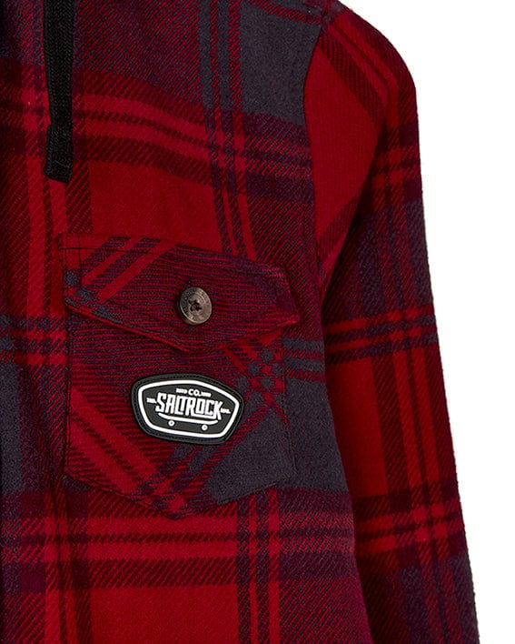 Saltrock plaid flannel jacket made of durable cotton fabric with detachable hood.