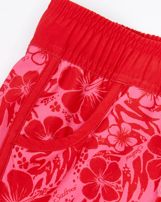 Hibiscus floral print swim trunks for girls by Saltrock.