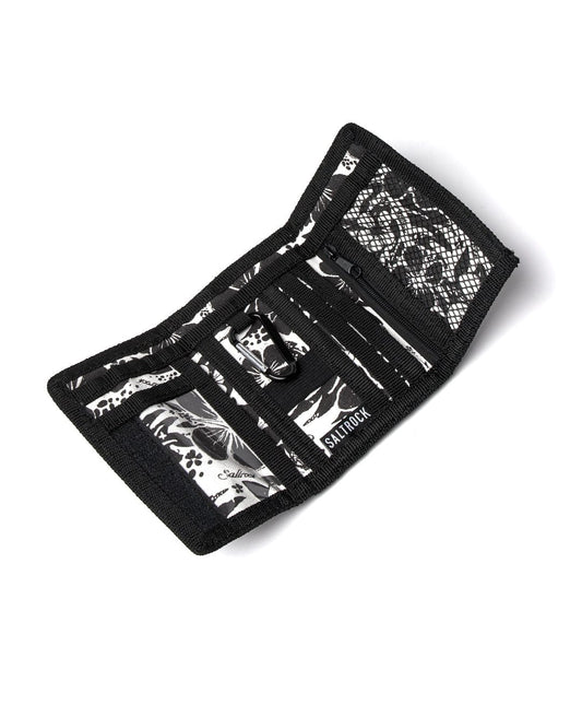 Black and white Hibiscus Tri-Fold Wallet - Black themed lock picking set on a white background by Saltrock.