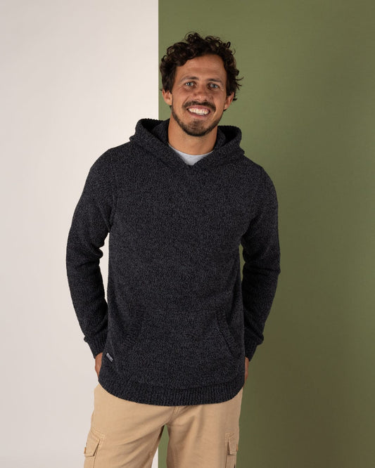Luka Chenille - Mens Hooded Knit - Grey