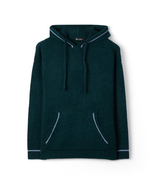 Birch Womens Oversized Knitted Hoodie in Green