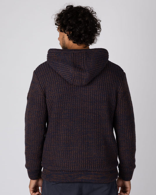 Markus Mens Borg Lined Knitted Zip Hoodie in Blue