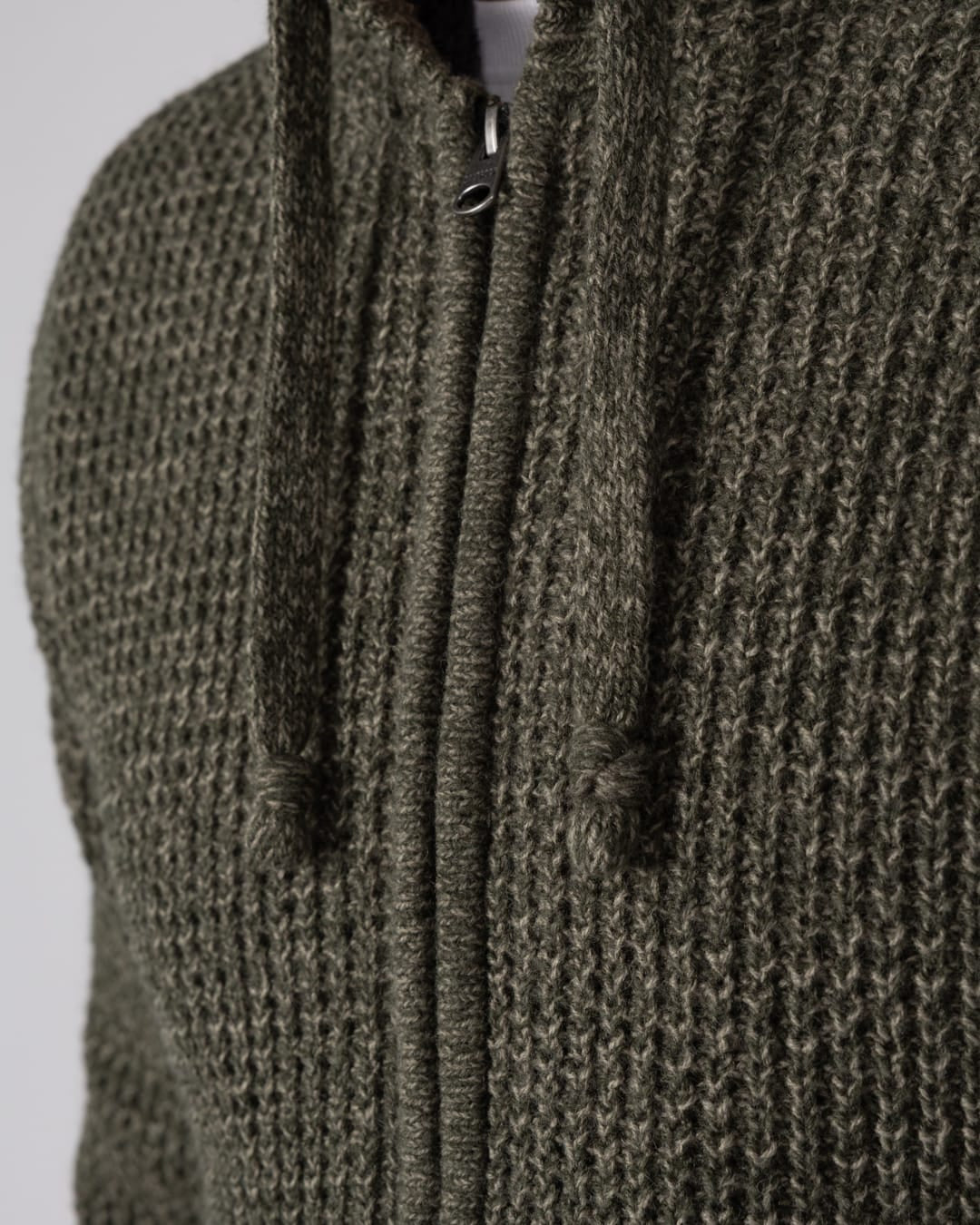 Markus Mens Borg Lined Knitted Zip Hoodie in Green