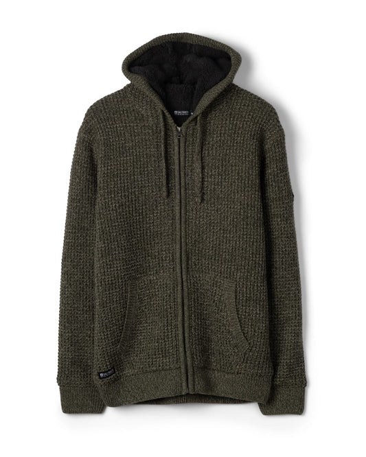 Markus Mens Borg Lined Knitted Zip Hoodie in Green