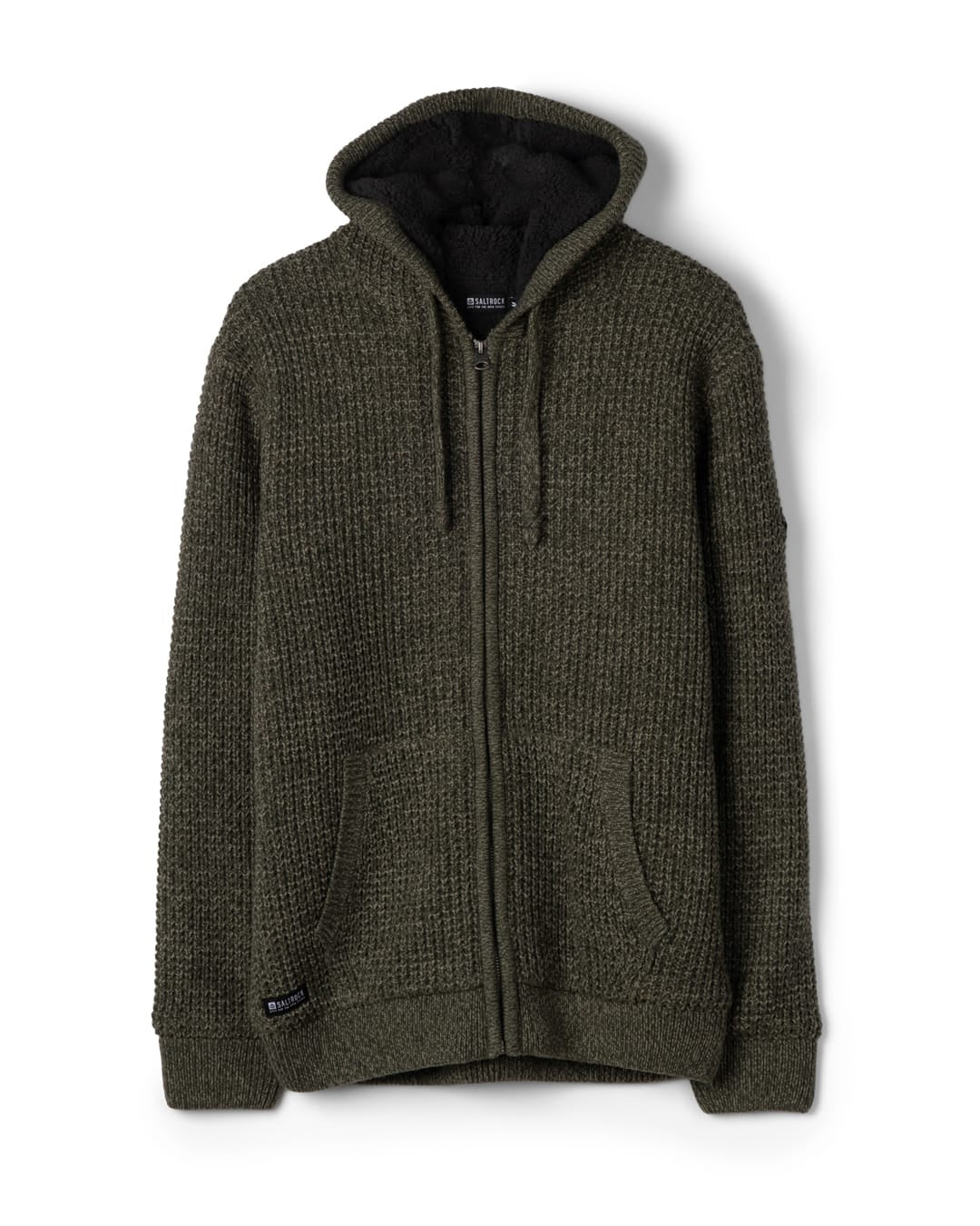 Markus Mens Borg Lined Knitted Zip Hoodie in Green