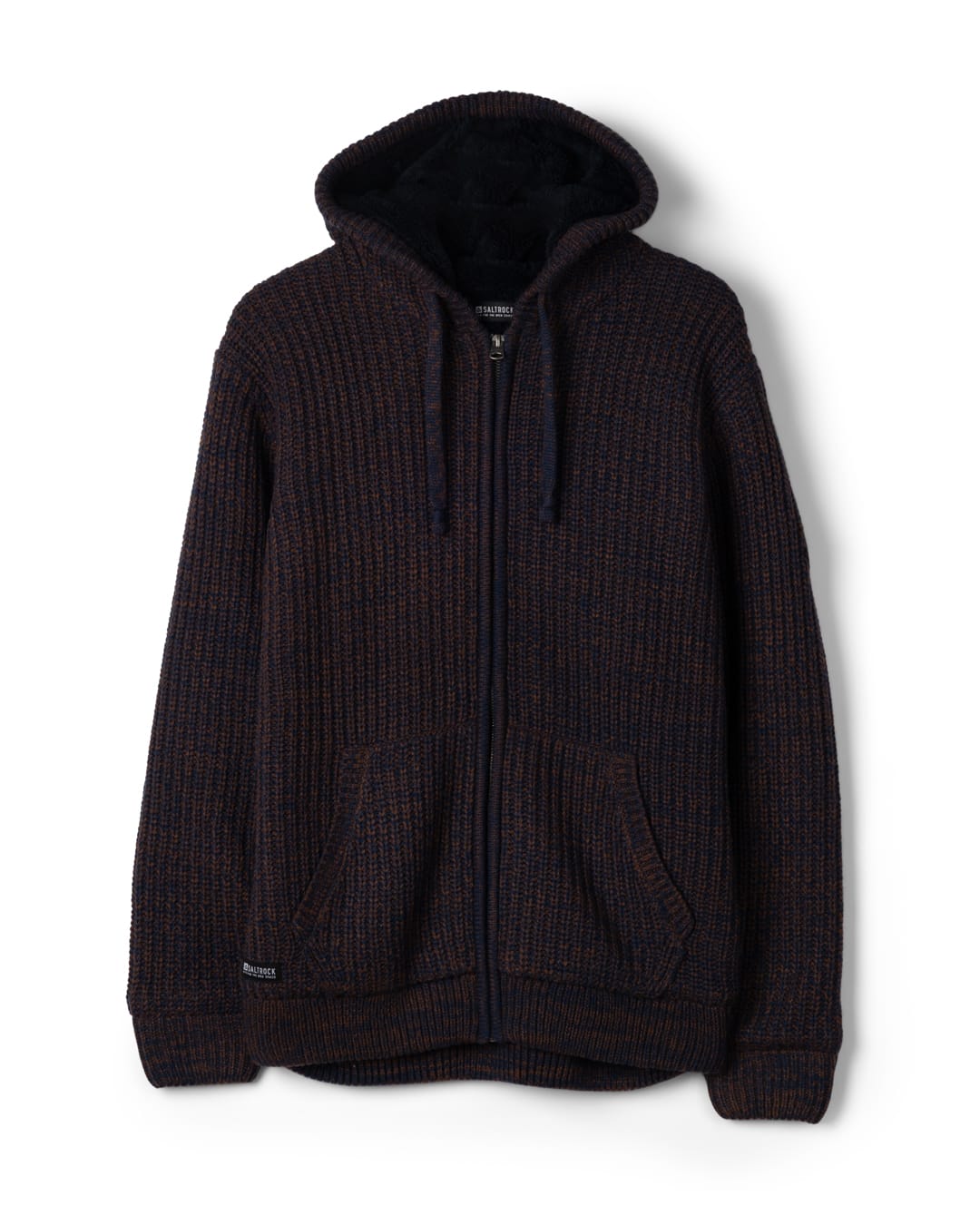 Markus Mens Borg Lined Knitted Zip Hoodie in Blue