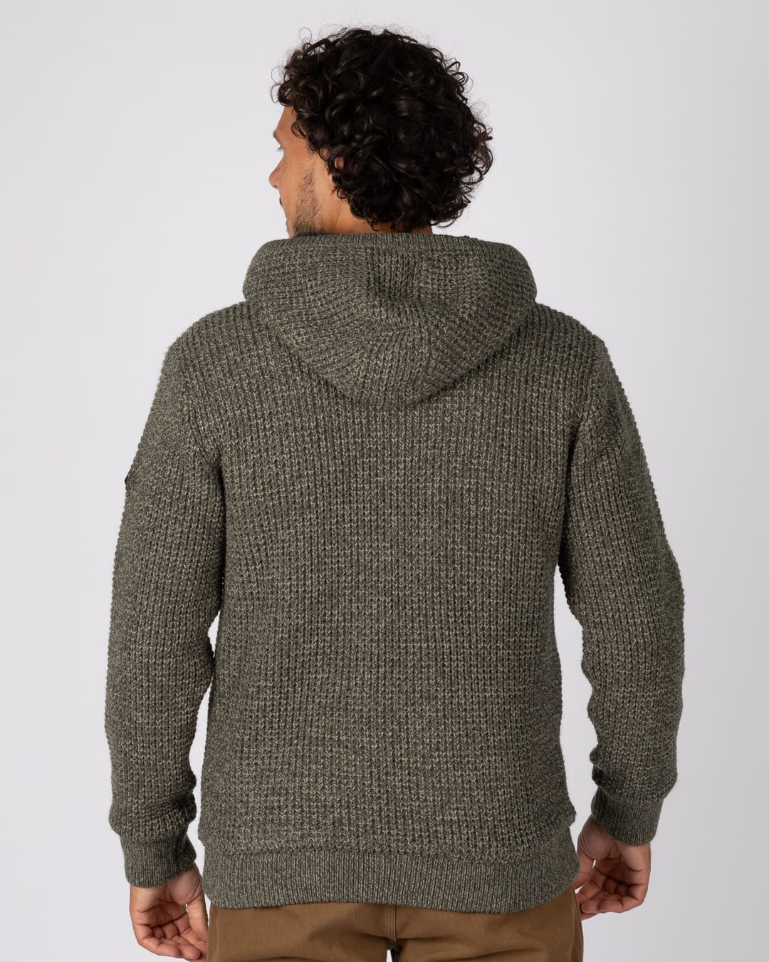 Markus Mens Borg Lined Knitted Zip Hoodie in Green