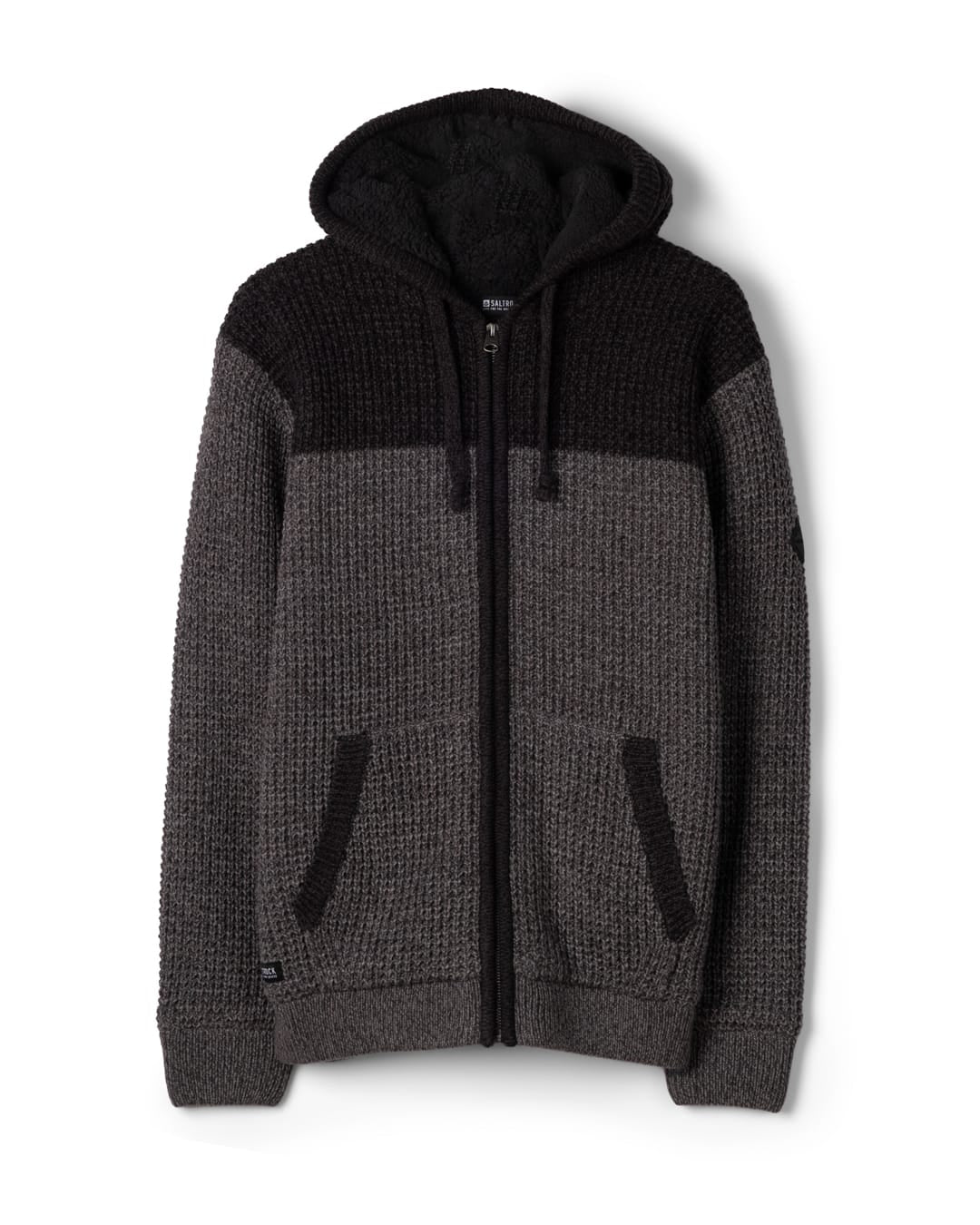 Markus Panel Mens Borg Lined Hoodie in Dark Grey