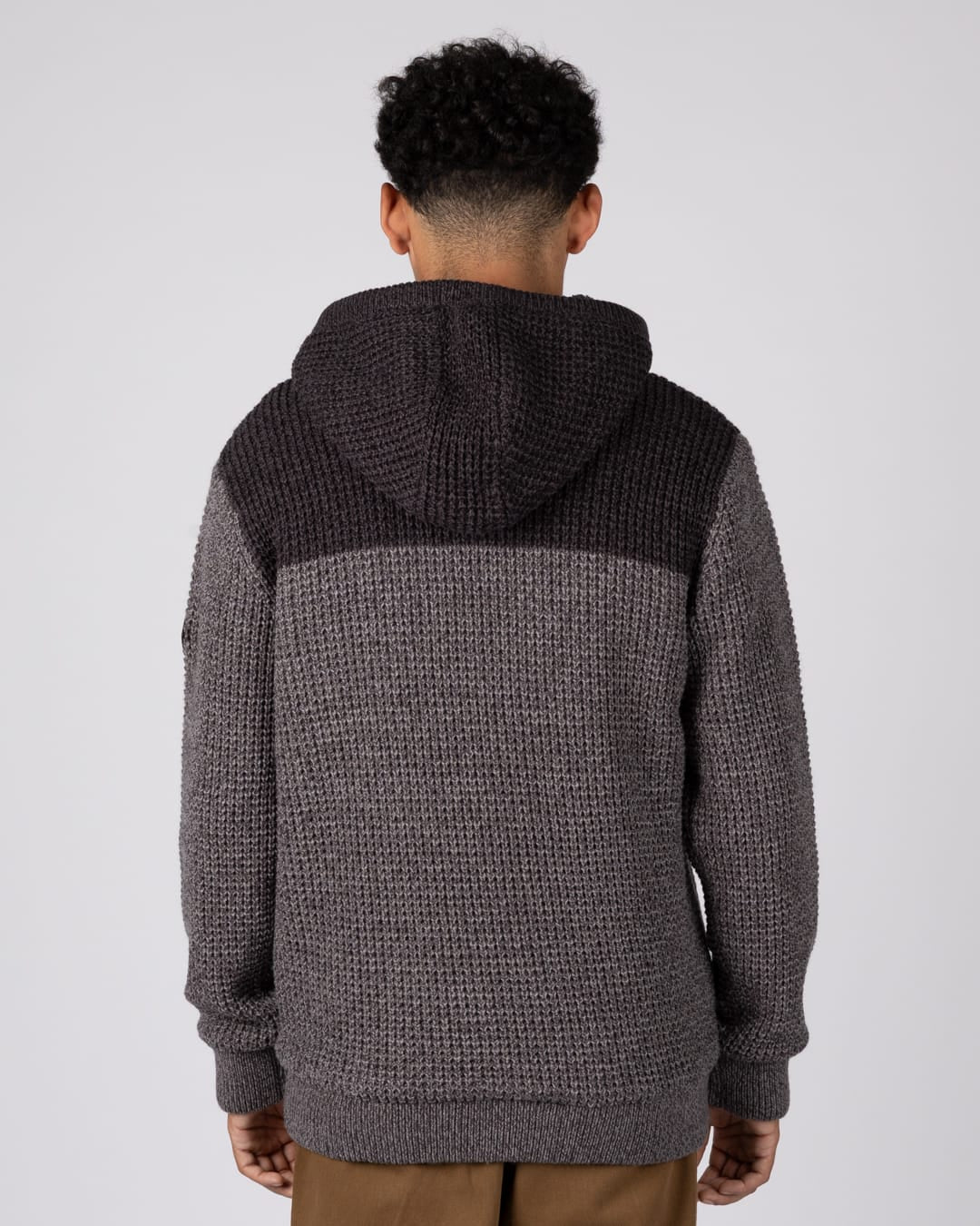Markus Panel Mens Borg Lined Hoodie in Dark Grey