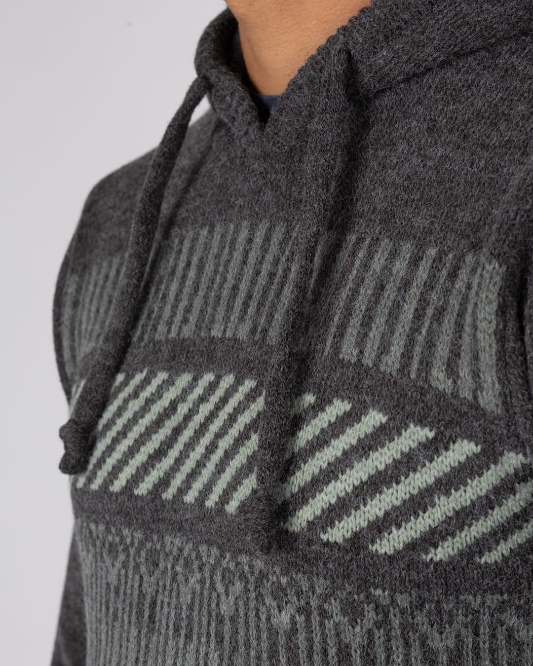 Lukas 2 Mens Knitted Hoodie in Grey