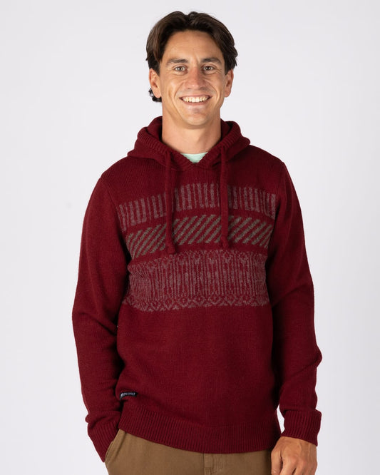 Lukas 2 Mens Knitted Hoodie in Red