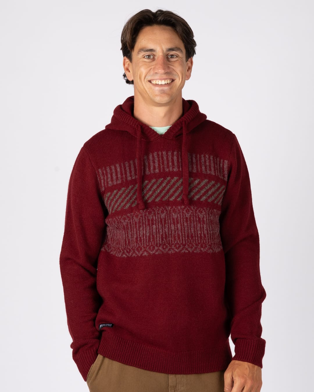 Lukas 2 Mens Knitted Hoodie in Red