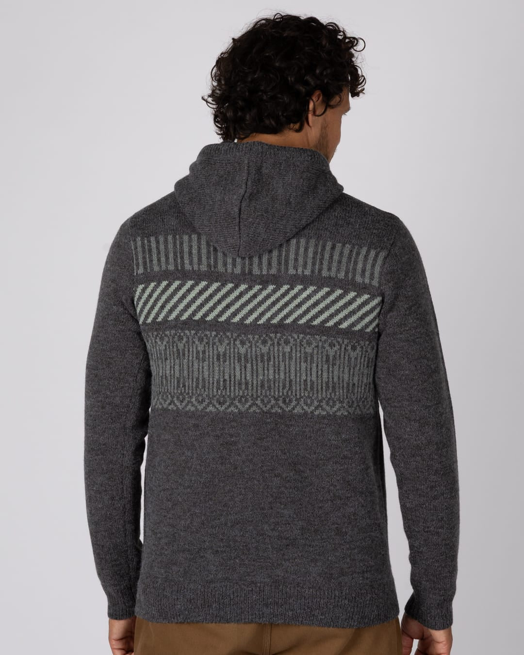 Lukas 2 Mens Knitted Hoodie in Grey
