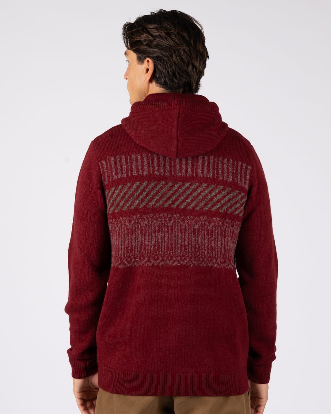 Lukas 2 Mens Knitted Hoodie in Red