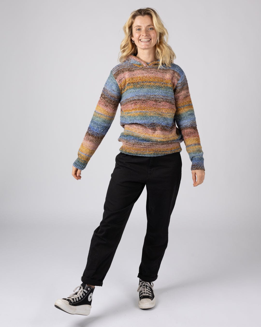 Space Dye Erin  - Womens Hooded Jumper - Blue