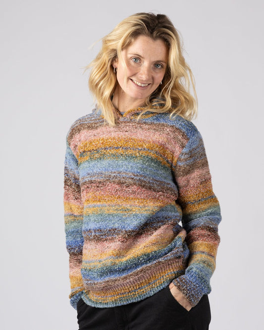 Space Dye Erin  - Womens Hooded Jumper - Blue