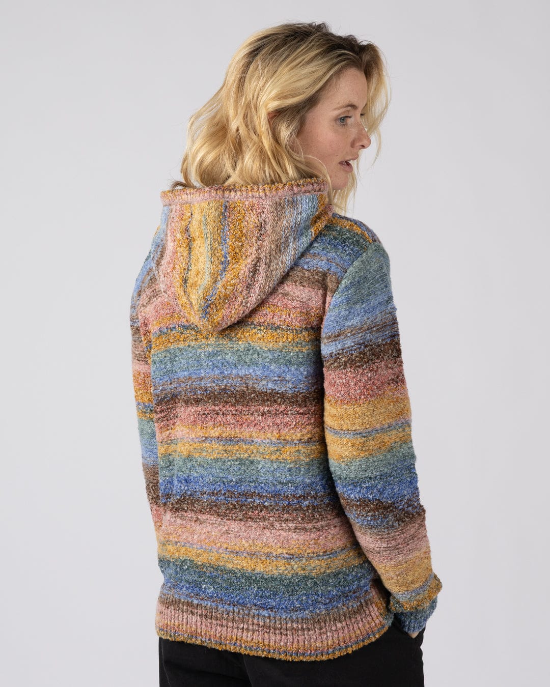 Space Dye Erin  - Womens Hooded Jumper - Blue