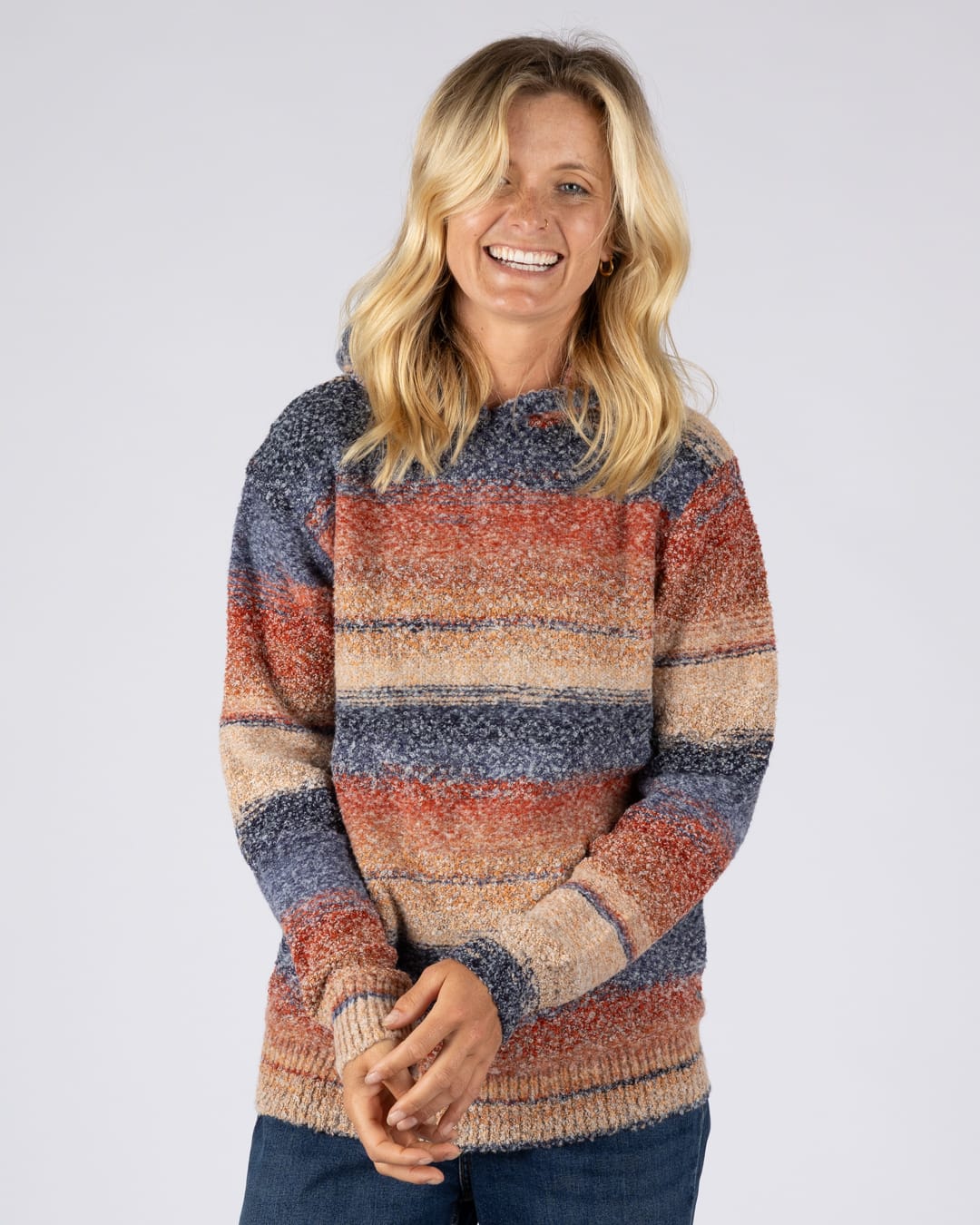 Space Dye Erin Womens Hooded Jumper in Orange
