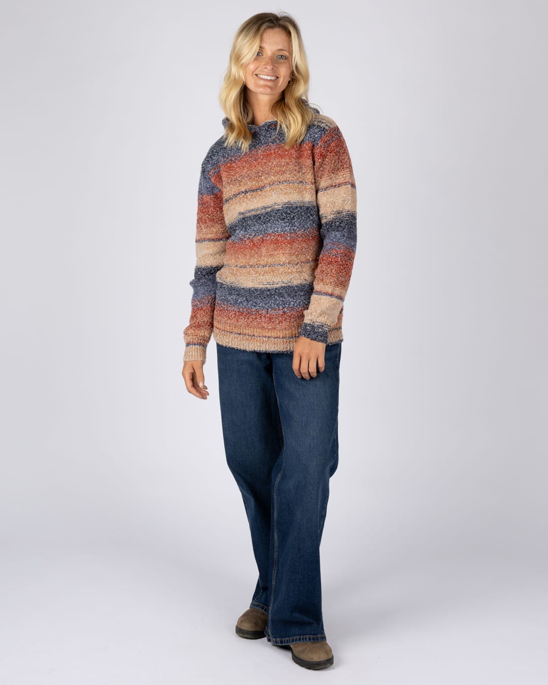 Space Dye Erin Womens Hooded Jumper in Orange