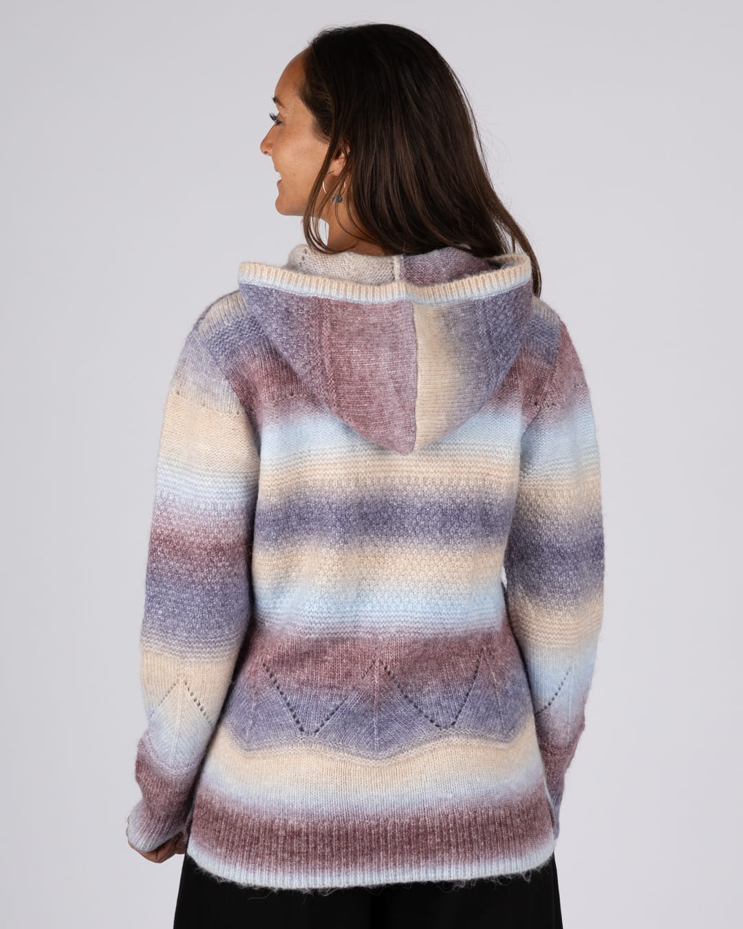 Elowen Womens Knitted Hoodie in Multi
