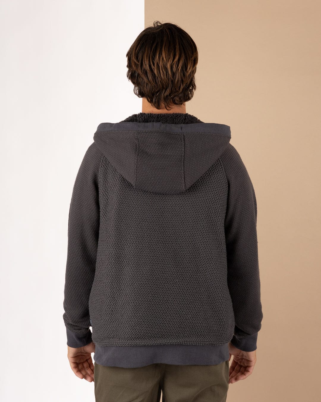 Hall Embro - Mens Borg Lined Hoodie - Dark Grey