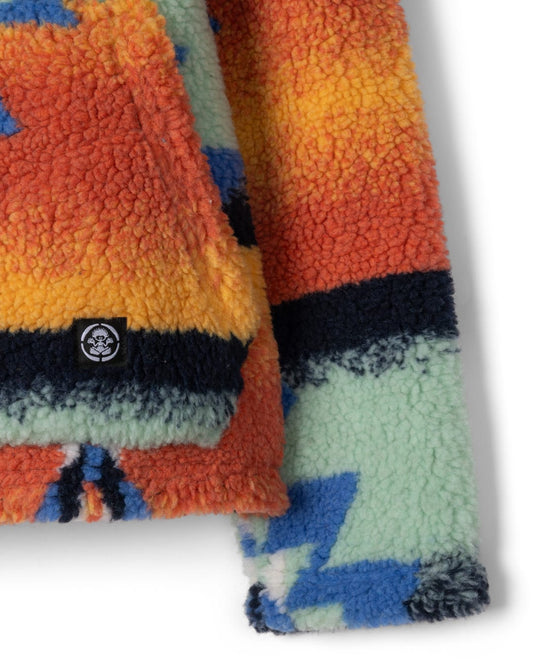 Aztec Sunset Kids Fleece Hooded In Multicolour