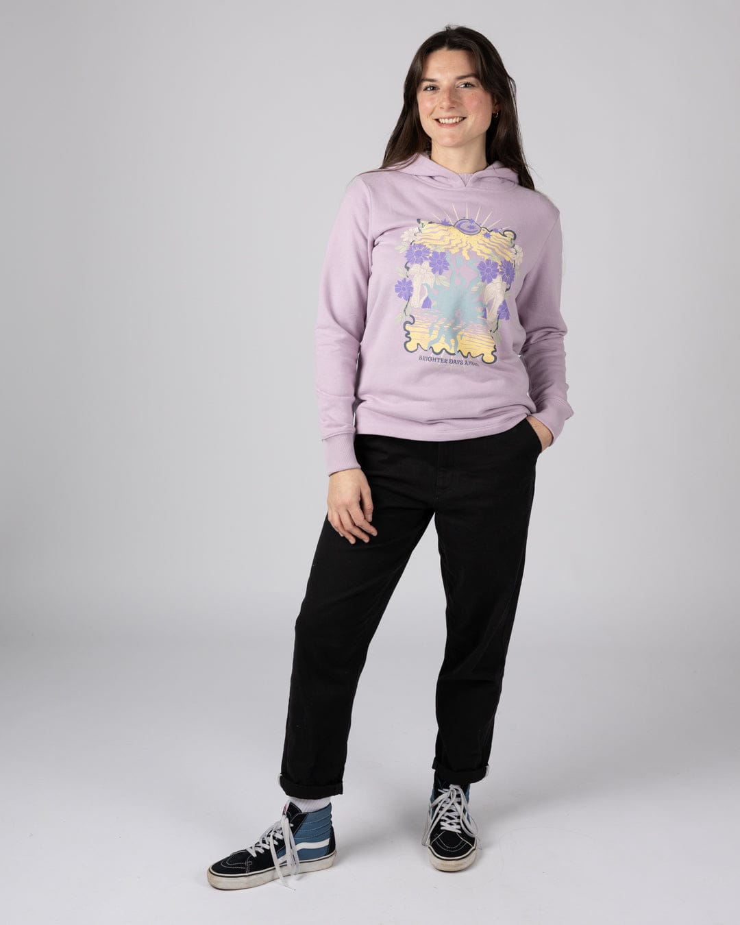Better Days  Womens Pop Hoodie in Purple