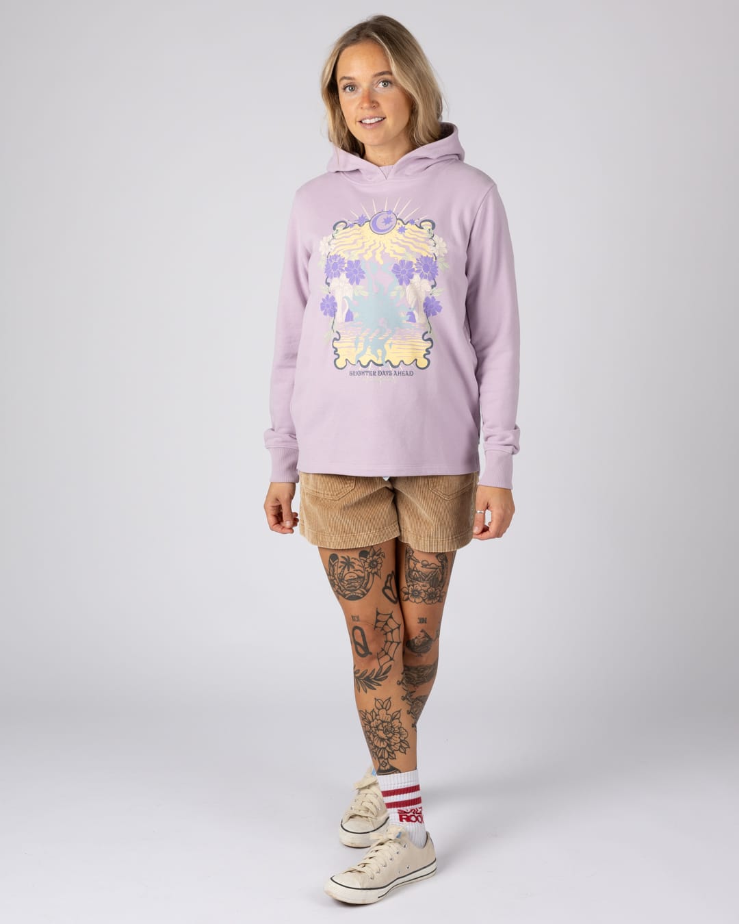 Better Days  Womens Pop Hoodie in Purple