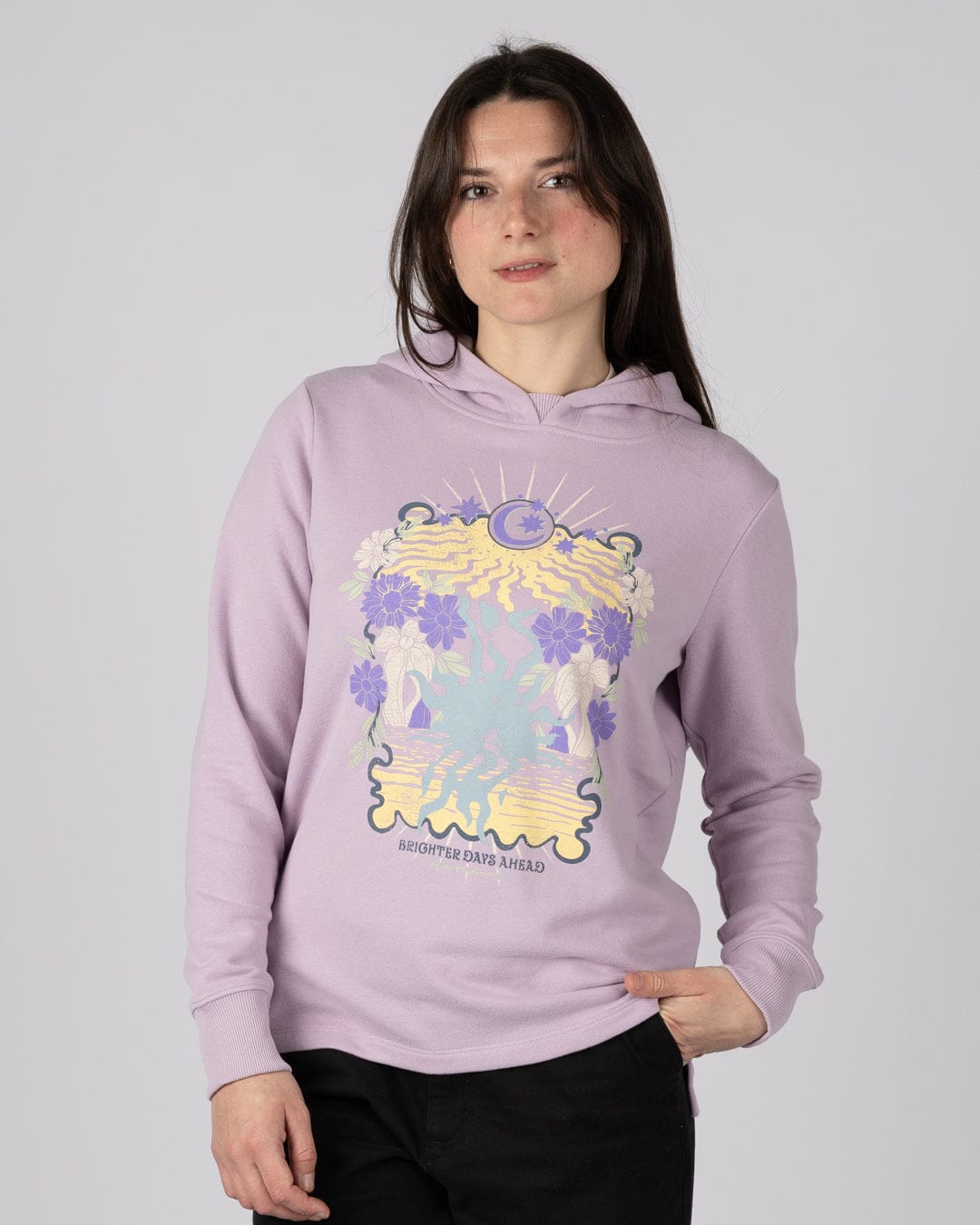 Better Days  Womens Pop Hoodie in Purple