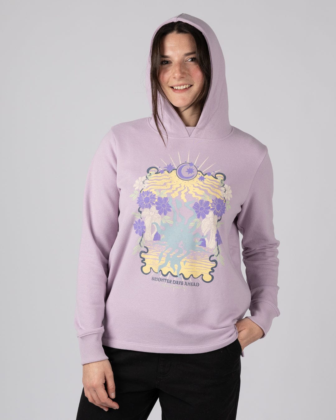 Better Days  Womens Pop Hoodie in Purple