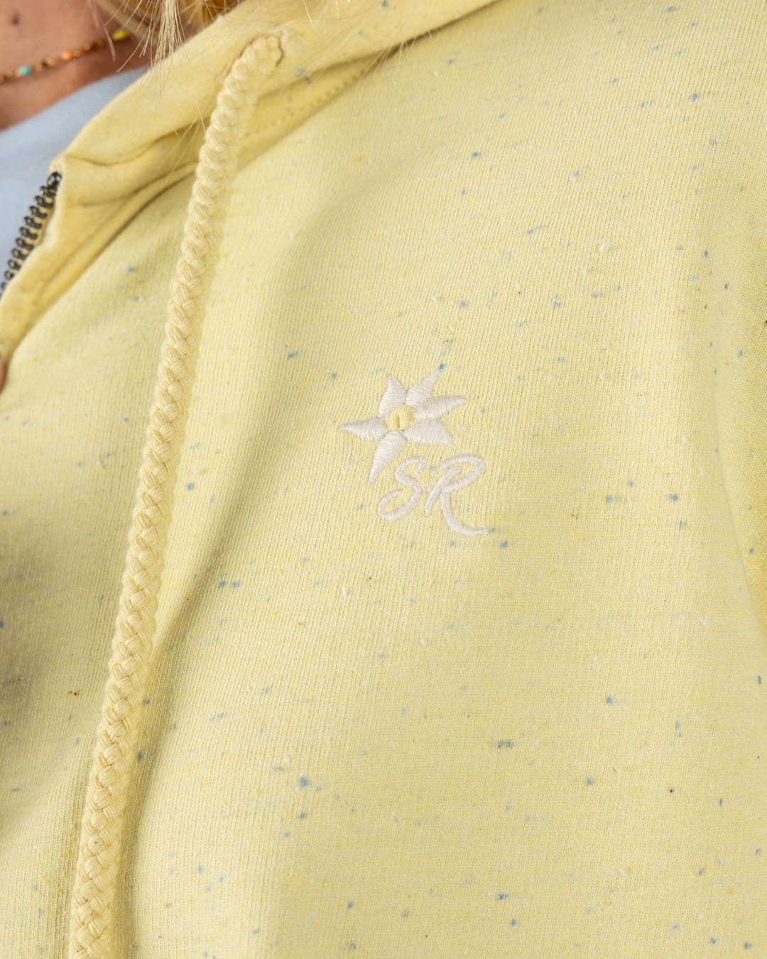 Madern Womens Zip Through Pop Hoodie in Light Yellow