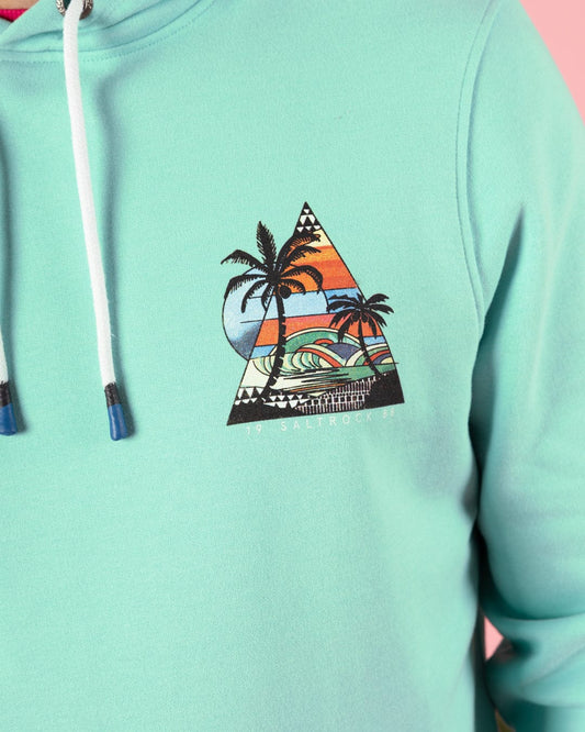 Geo Beach - Mens Recycled Pop Hoodie - Turquoise